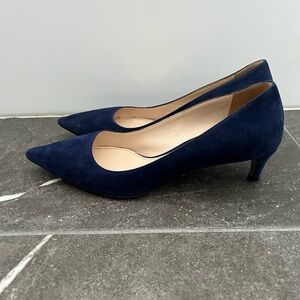 Prada Women's Dark Blue Suede Kitten Heels